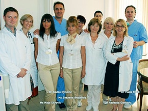 Dr Rados Djinovic and Dr Vlada Pesic with management, staff of leading medical tourism hospital in Serbia